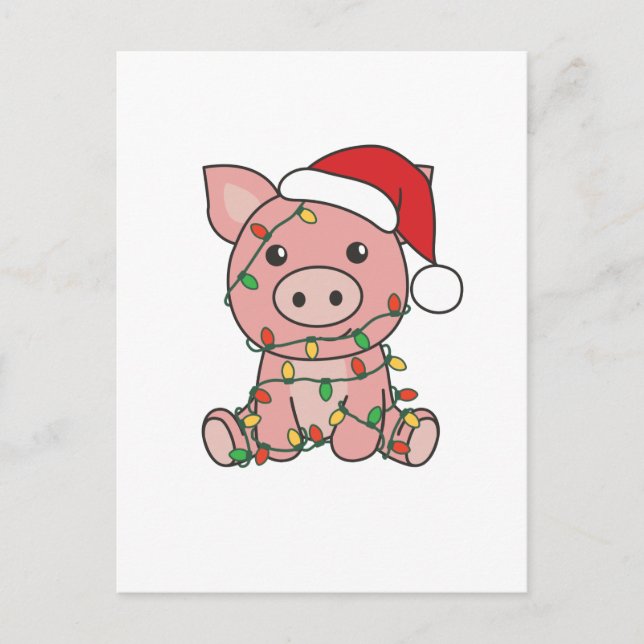 Gris jul vinterpälsdjur Grisar Helg Vykort (Framsida)