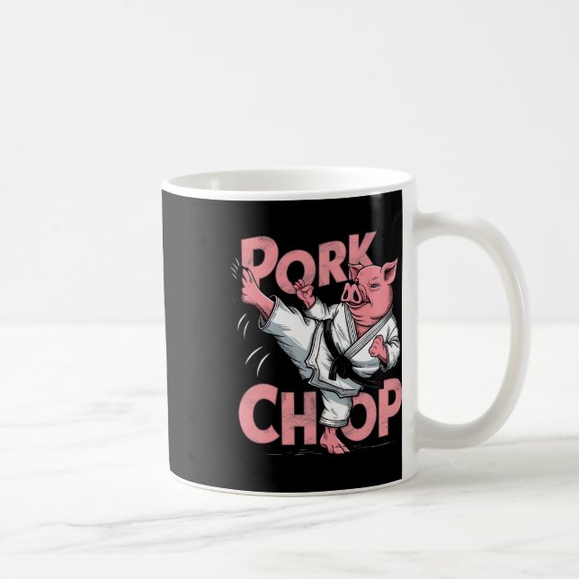 Gris Karate Pork Chop Rolig Gris Svinsvin Puns Män Kaffemugg (Höger)