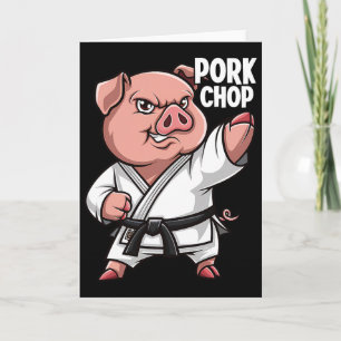 Gris Karate Pork Chop Rolig Gris Svinsvin Puns Män Kort