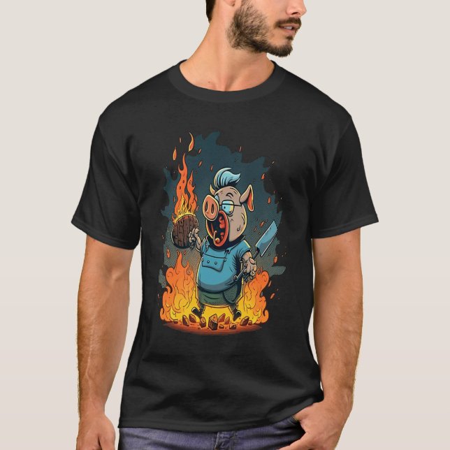 Gris Kött Gris Grilling Steak 1 T Shirt (Framsida)