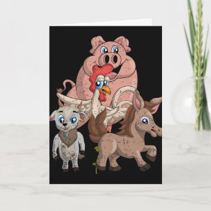 Gris Kyckling Get Häst Bondgård Squad Barn Present Kort