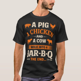 Gris Kyckling Ko Går In I En Bar-B-Q Rolig T Shirt