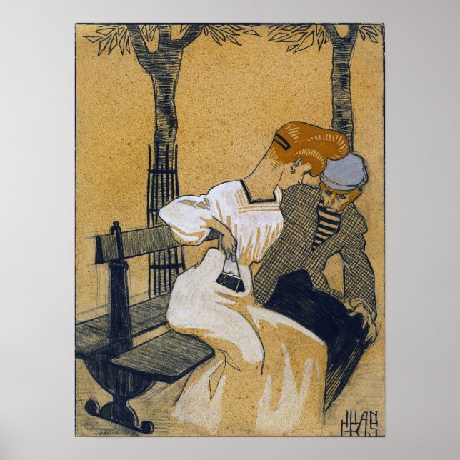 Gris - Man och kvinna på Bench 1908 Poster (Framsidan)