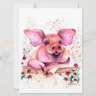 Gris med blomma Konsdesign Art Gift
