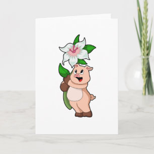 Gris med blomman lilja kort