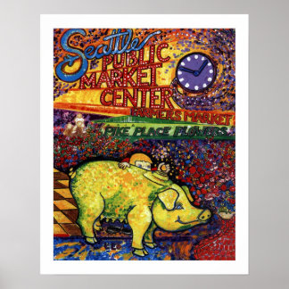 Gris med blommor poster