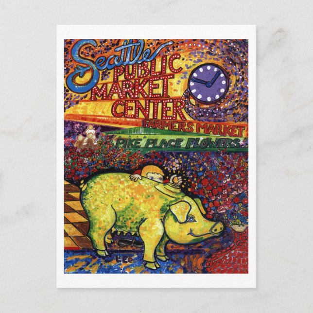 Gris med blommor vykort (Framsida)