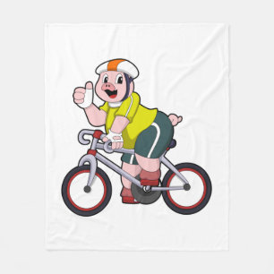 Gris med cykel och hjälm fleecefilt
