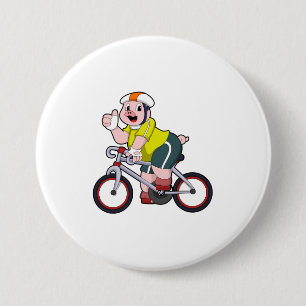 Gris med cykel och hjälm knapp
