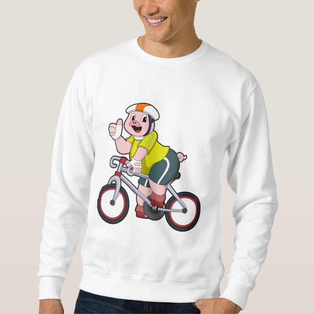 Gris med cykel och hjälm lång ärmad tröja (Framsida)
