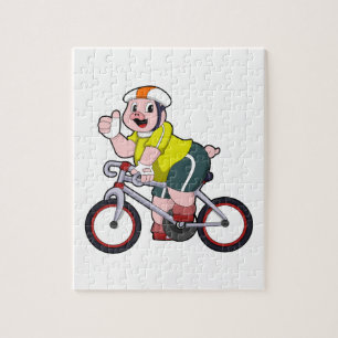 Gris med cykel och hjälm pussel