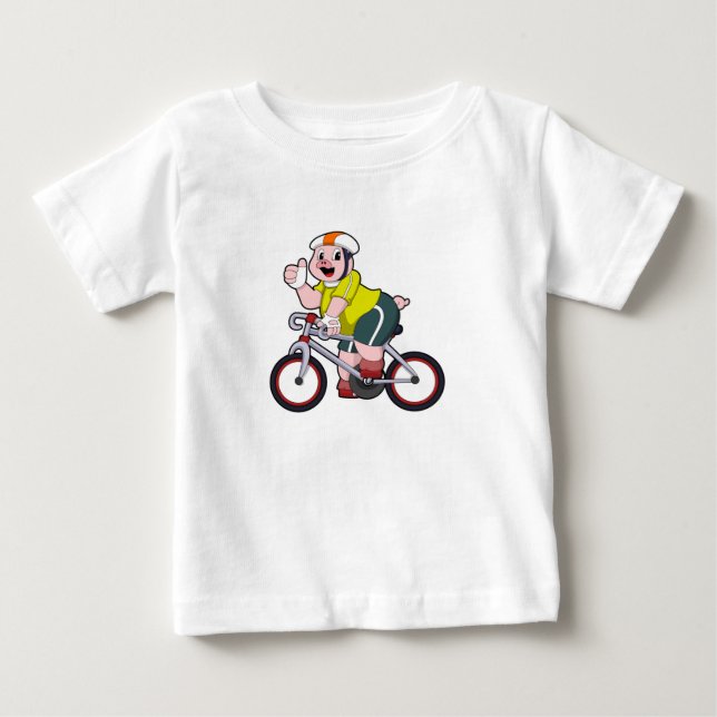 Gris med cykel och hjälm t shirt (Framsida)