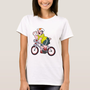 Gris med cykel och hjälm t shirt