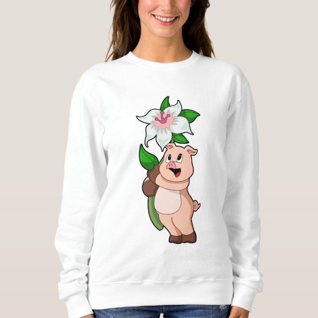 Gris med Flower Lily T Shirt (Framsida)