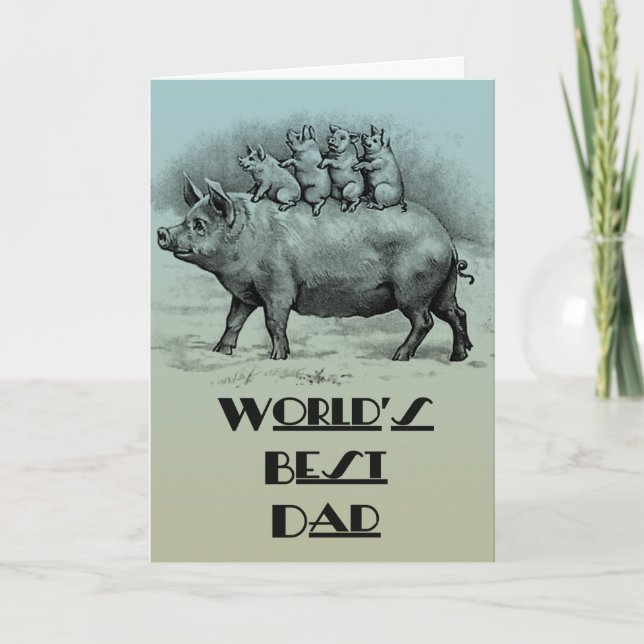 Gris med grisar Fars dag Kort (Framsida)