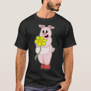 Gris med gult Flower T Shirt