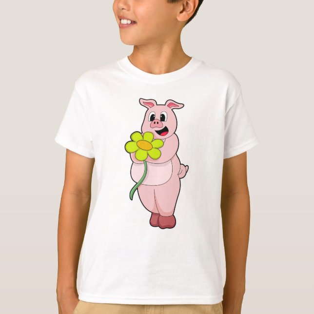 Gris med gult Flower T Shirt (Framsida)