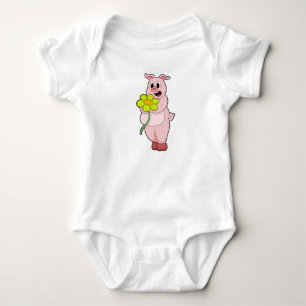Gris med gult Flower T Shirt