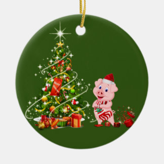 gris med hattsaxar jul julgransprydnad keramik