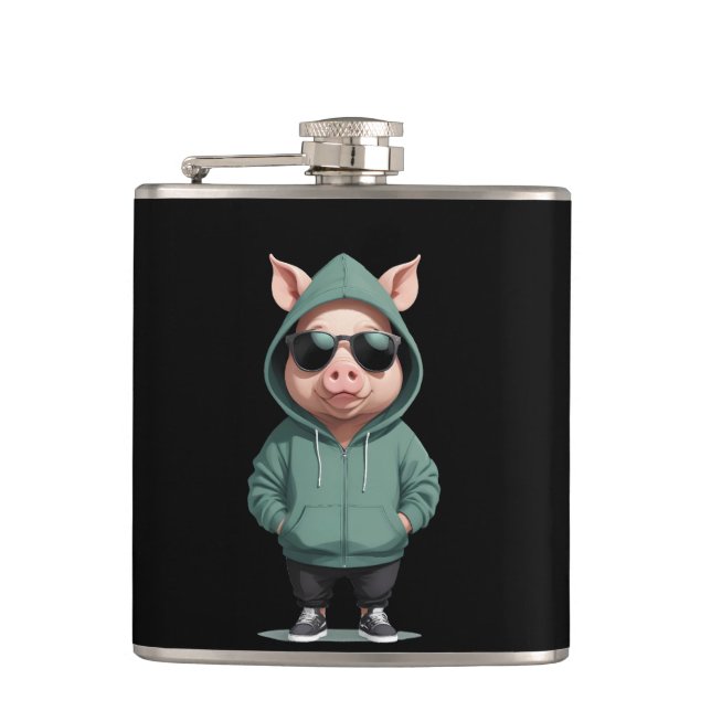 Gris med hoodie Funny Coola Djurart Fickplunta (Framsidan)