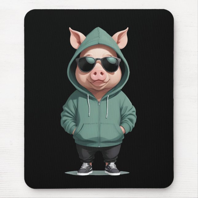 Gris med hoodie Funny Coola Djurart Musmatta (Framsidan)