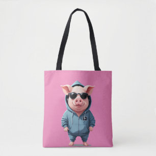 Gris med hoodie Funny Coola Djurart Tygkasse