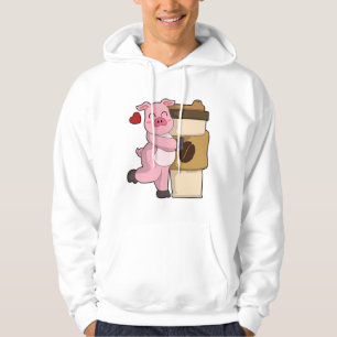 Gris med kaffe att åka till hoodie