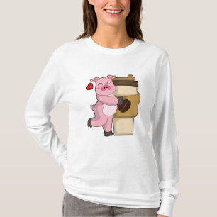 Gris med kaffe att åka till t shirt