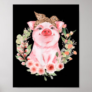 Gris med leopard Headband Flower Cute Gris Poster