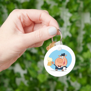 Gris med punkten Beer Keychain Nyckelring