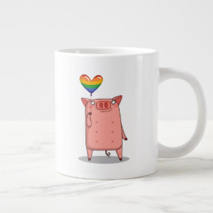 Gris med regnbåge jumbo mugg