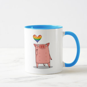 Gris med regnbåge mugg