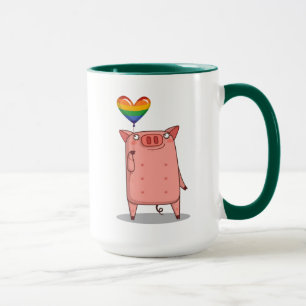 Gris med regnbåge mugg