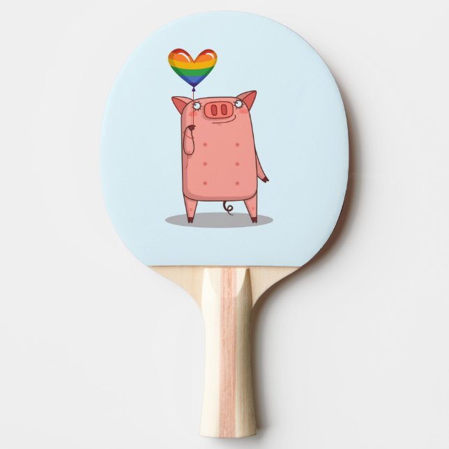 Gris med regnbåge pingisracket (Framsidan)