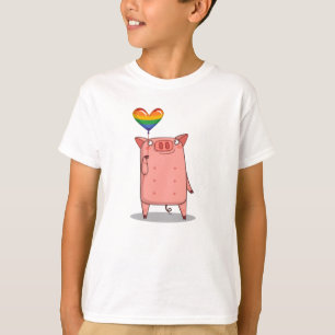 Gris med regnbåge t shirt