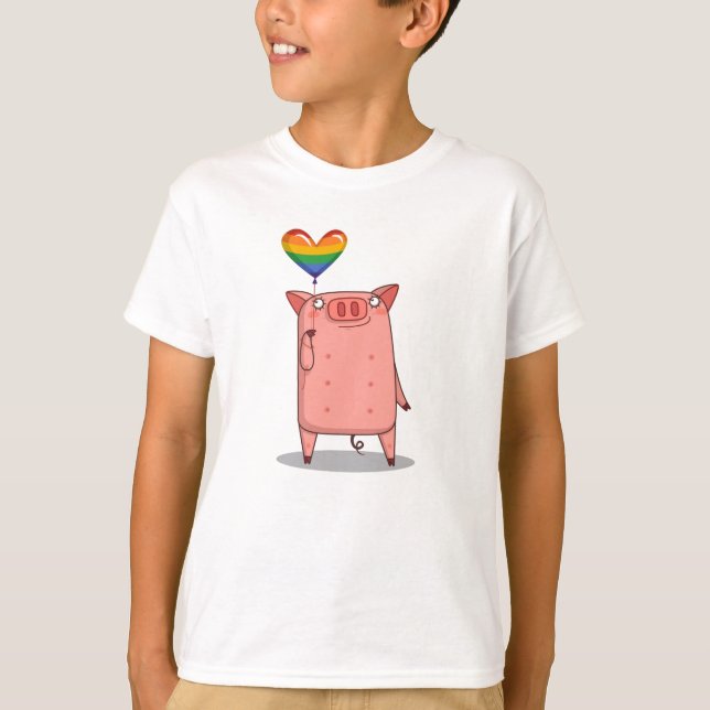 Gris med regnbåge t shirt (Framsida)