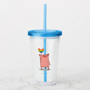 Gris med regnbåge take away mugg