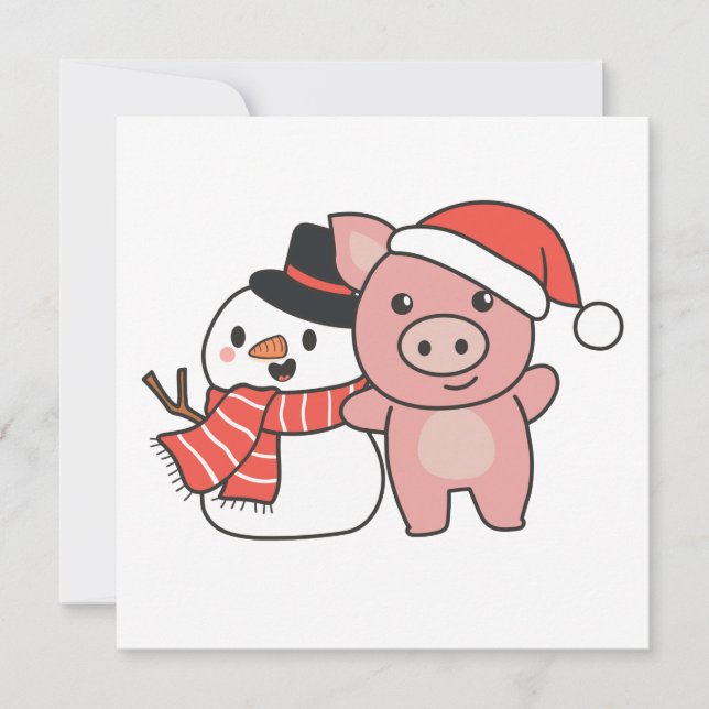 Gris Med Snöman På Vintern För Jul Invitation Inbjudningar (Framsida)