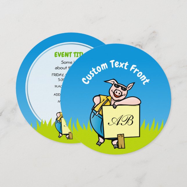 Gris med tecken inbjudningar (Fram/baksida)