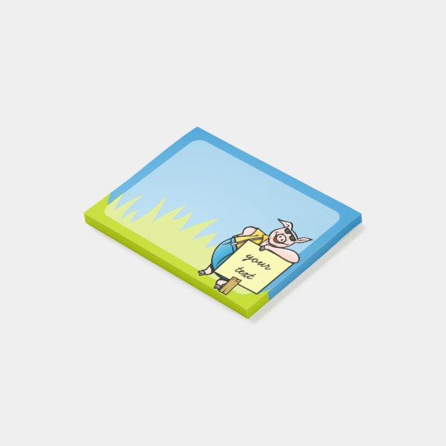 Gris med tecken post-it block (Vinklad)