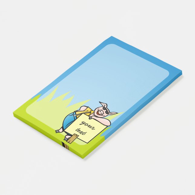 Gris med tecken post-it block (Vinklad)