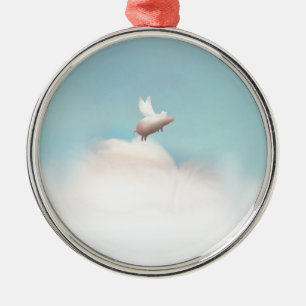 gris med vingar julgransprydnad metall