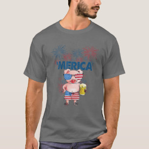 Gris Merica 4:e juli Amerikanska Flagga som dricke T Shirt
