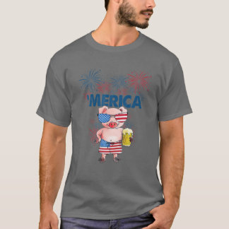 Gris Merica 4:e juli Amerikanska Flagga som dricke T Shirt