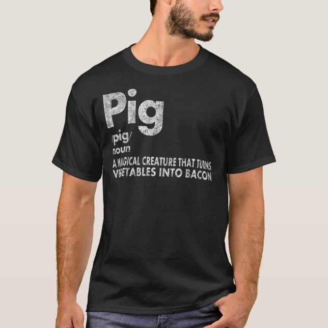Gris och Bacon Definition funny Bacon Älskare Gris T Shirt (Framsida)