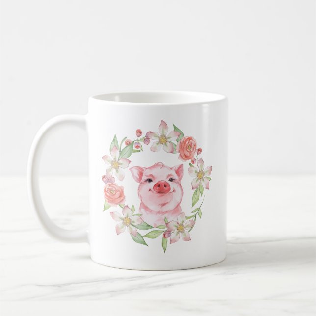Gris och blommor kaffemugg (Vänster)