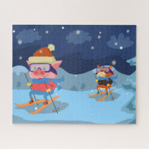 Gris och Fox Skiing Puzzle