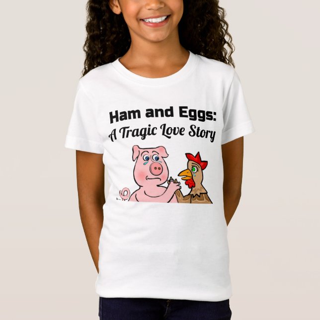 Gris och Hen A Tecknad Vegan Tragedy T Shirt (Framsida)