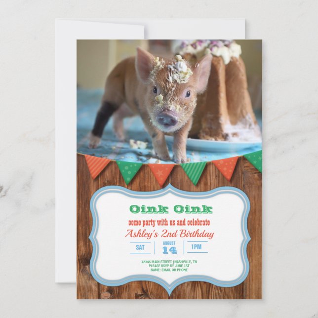 Gris och tårta Födelsedagsinbjudan Inbjudningar (Framsida)