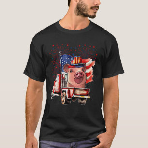 Gris om Pickupa Lastbil med amerikansk Flagga 4 ju T Shirt